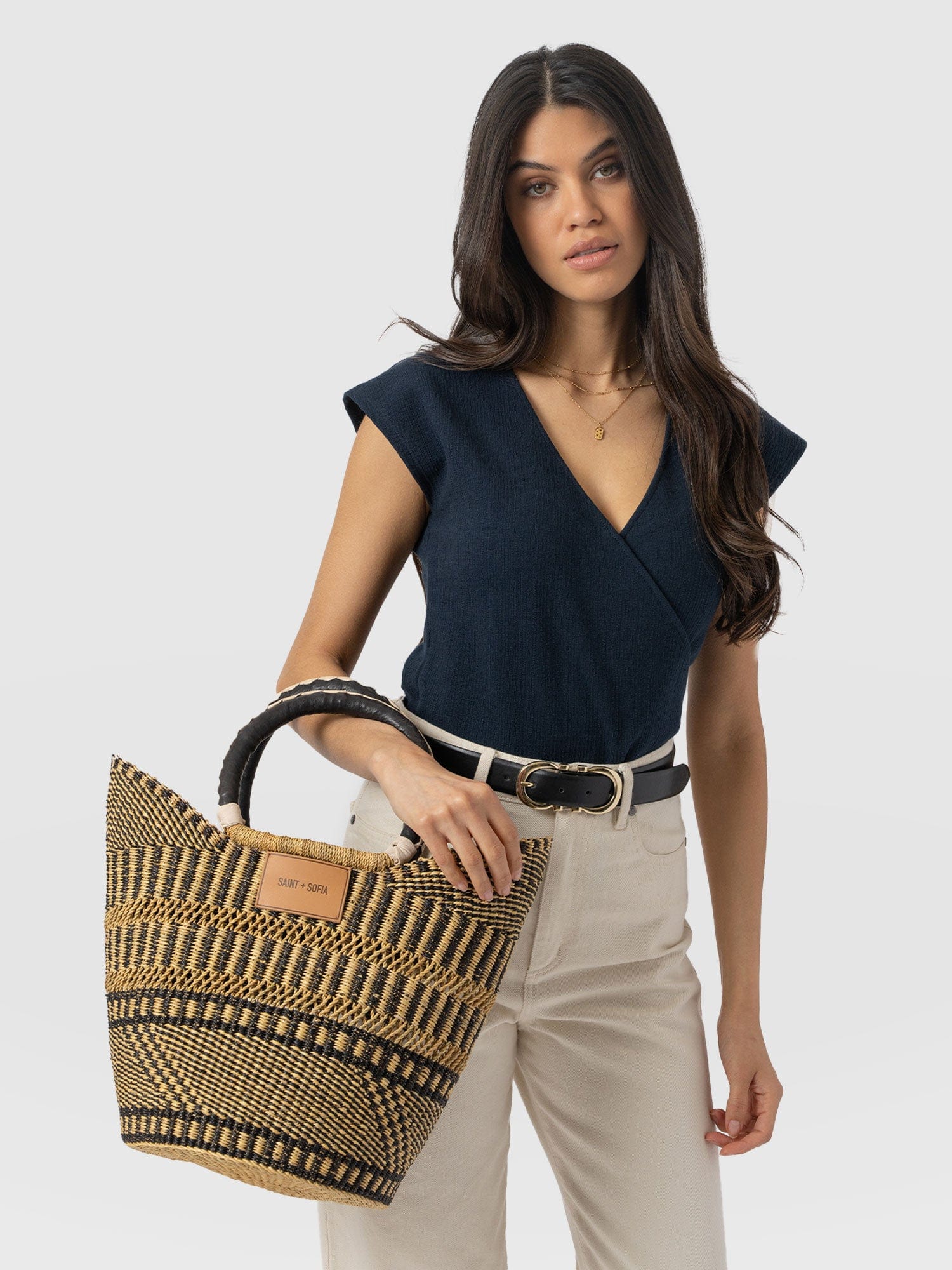 Indie Market Basket Bag - Navy - Women's Handbags | Saint + Sofia® EU